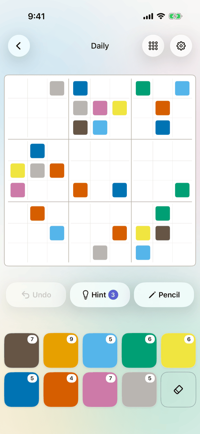 The Daily Puzzle screen, the same board for every player that day.